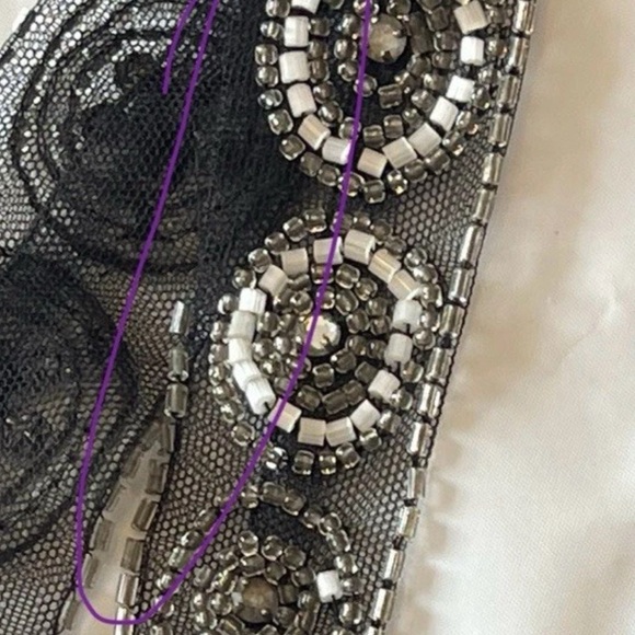 Women’s Badgley Mischa Velvet Burnout Silk Dress Beaded Size 10 Fairy Grunge - Picture 9 of 10